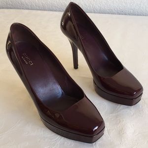 Gucci patent leather platform heels